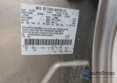 2008 Ford Edge Limited из США, поврежденный, VIN 2FMDK49C38BB34555